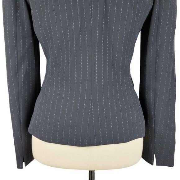 Tahari Black Purple Stripe Single Breasted Two Button Tank Top Blazer Set Size 4 - Picture 8 of 15